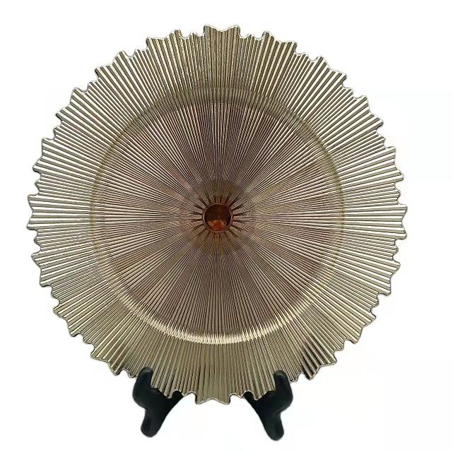 SMTE - 25 Pieces Gold Sunshine Plate Chargers for Dinner Plates For Table Decor