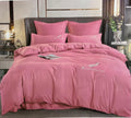 SMTE - Cotton Plain Beautiful Feather Double Duvet Cover 6 Pieces - Pink