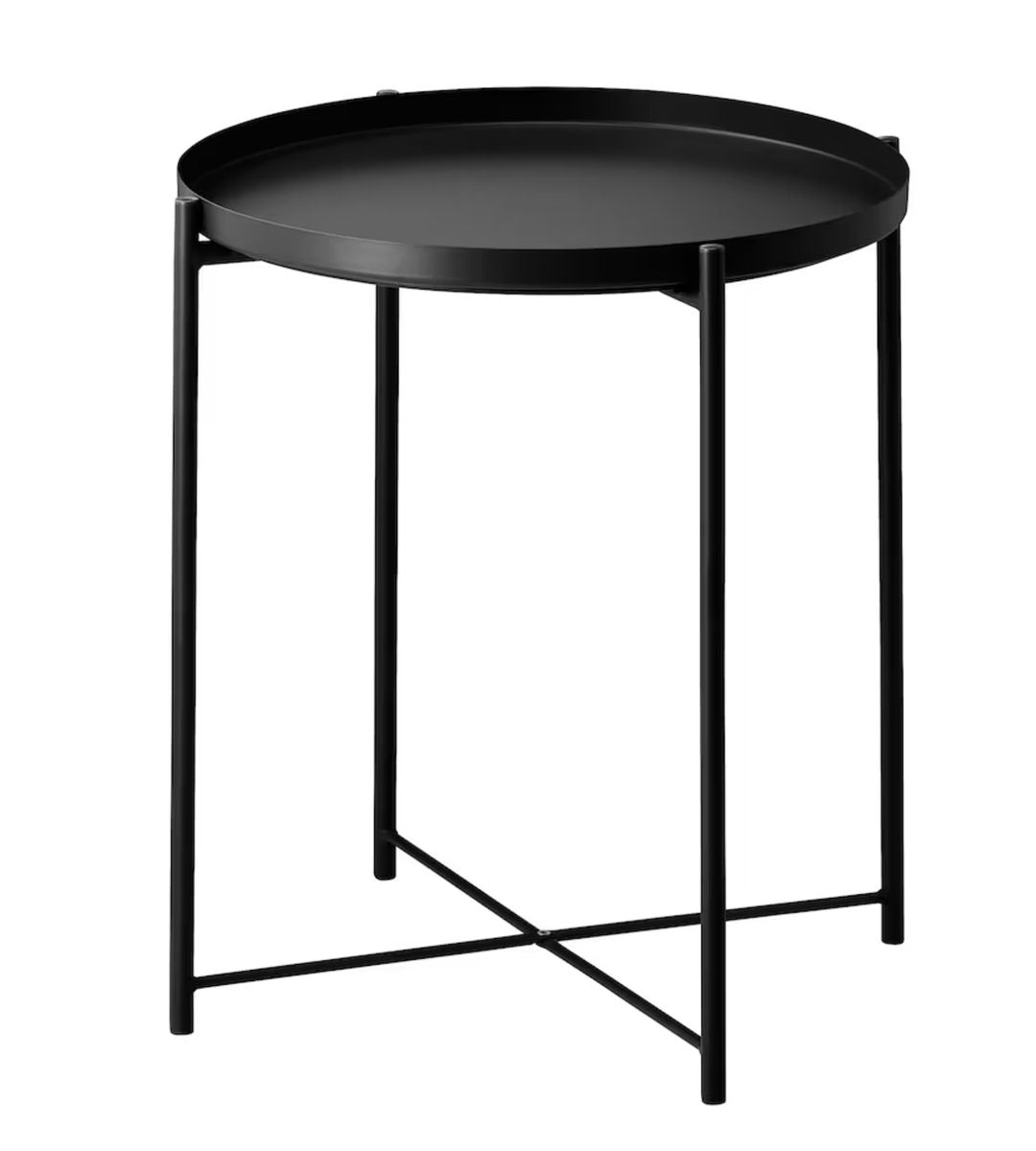 SMTE - 1-Tier Metal Round Side Table - Tray Table - Small Coffee Table - Black