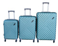 SMTE - 3 Piece ABS Trolley Case Luggage Set Durable 360 WheelsGreen