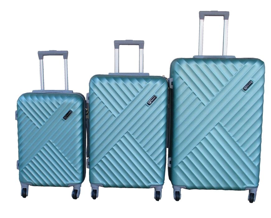 SMTE - 3 Piece ABS Trolley Case Luggage Set Durable 360 WheelsGreen