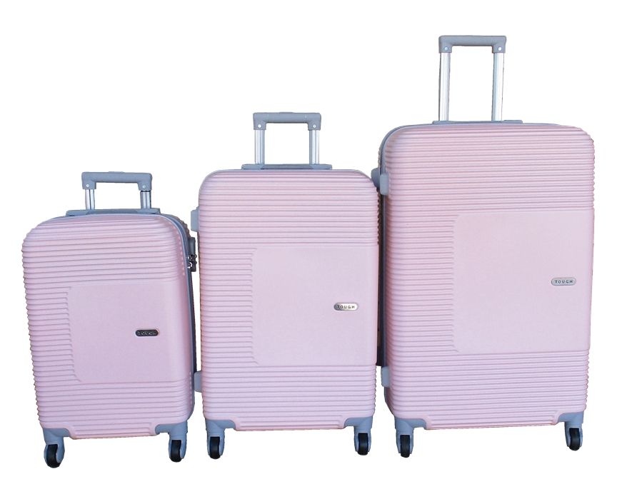 SMTE - Light Pink ABS 3Piece Luggage Set Durable Stylish 360 Spinner Wheels
