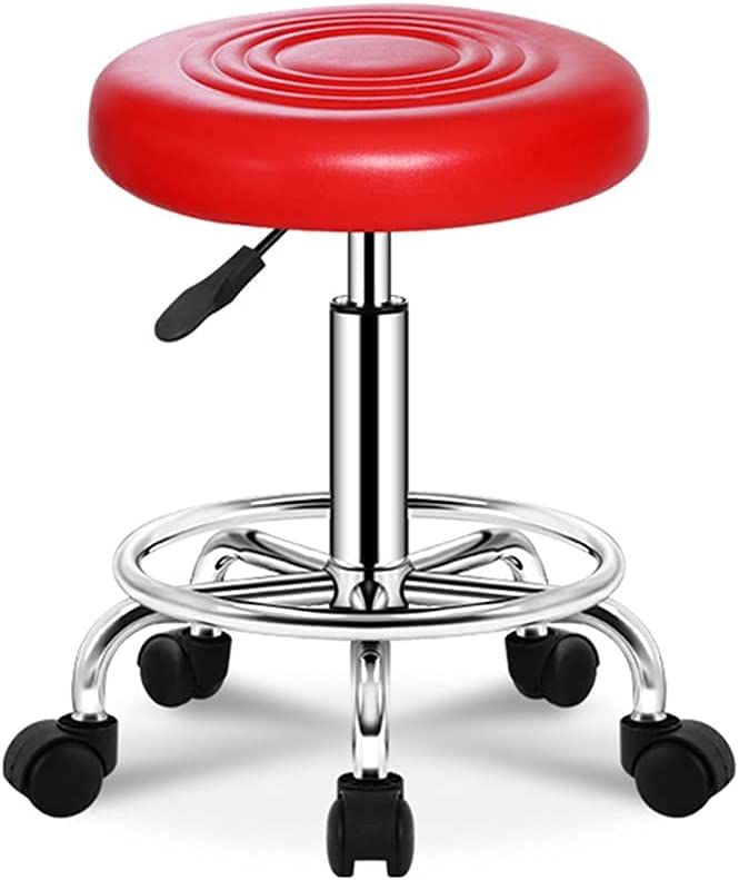 SMTE - Backless Rolling Round Stool - Red