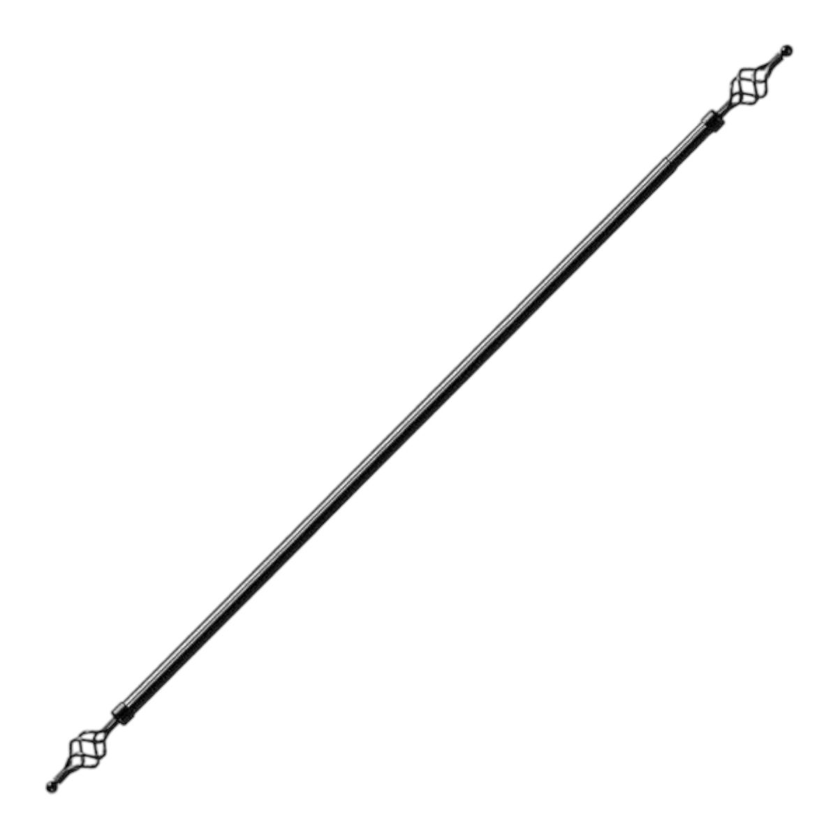 SMTE - Charcoal Expandable Single Curtain Rod with Twisted Cage Finial - 3m