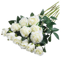 SMTE - Artificial Faux Flowers Bouquet Set10 White Roses (50cm)