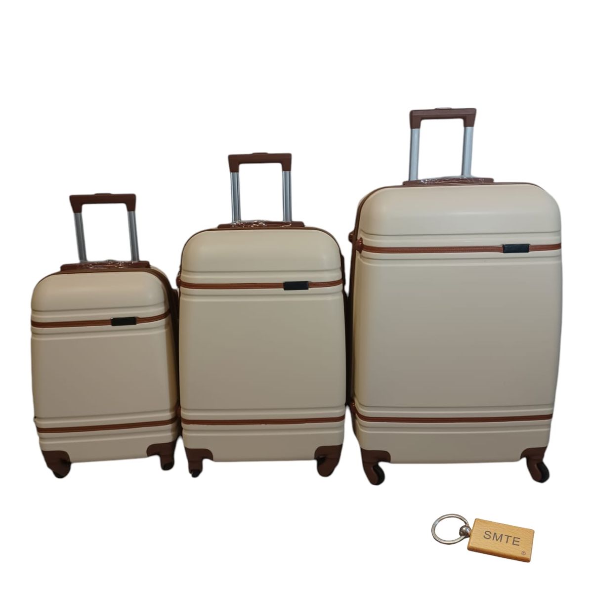 SMTE - 3 Piece Premium Bullet Luggage CollectionCream