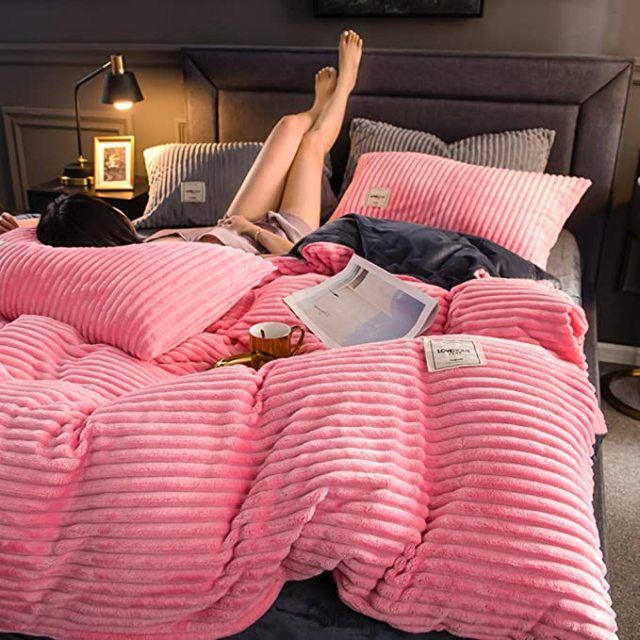 SMTE - Flannel Corduroy Comforter - 220x235cm - Soft Pink