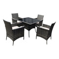 SMTE - Contour Outdoor 5 Piece Rattan Patio Furniture SetBlack