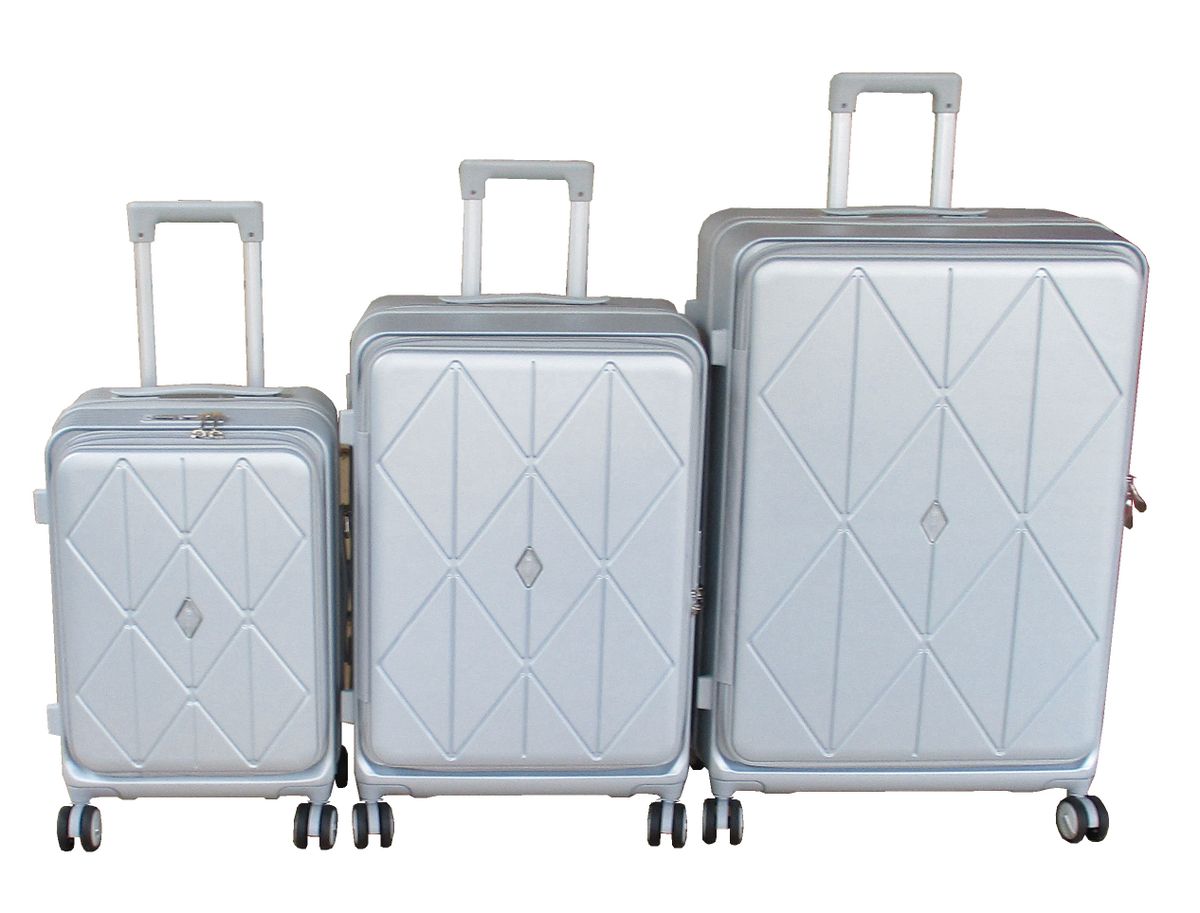 SMTE - PC Hardshell Luggage Set with Spinner Wheels and TSA LocksSilver3Piece
