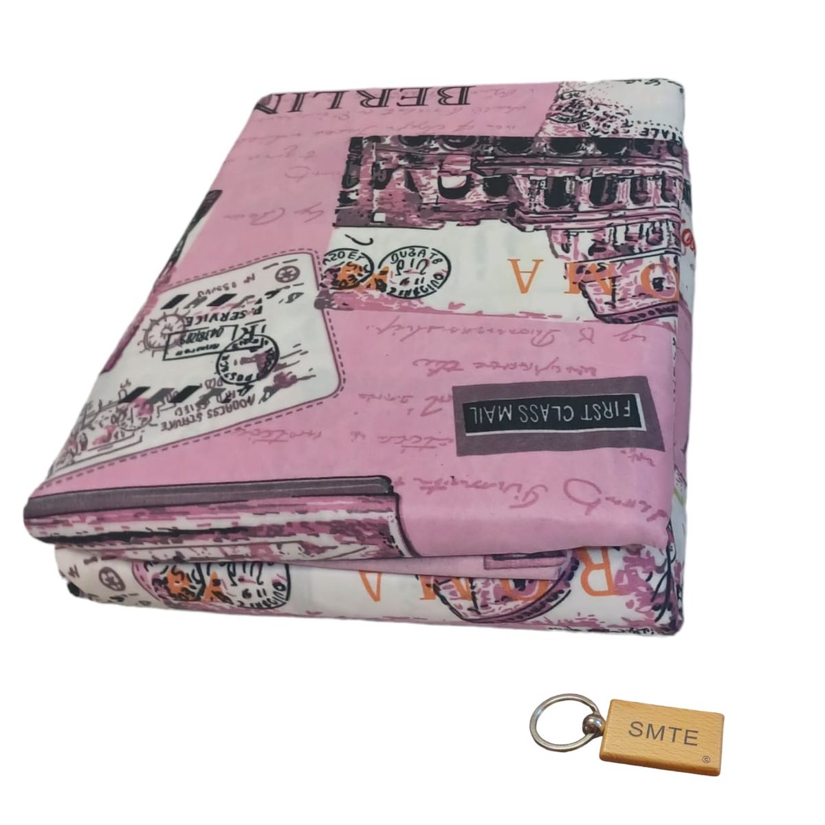 SMTE - Luxurious Microfiber Bed Sheets:150x189cm and  KeyringPink Berlin