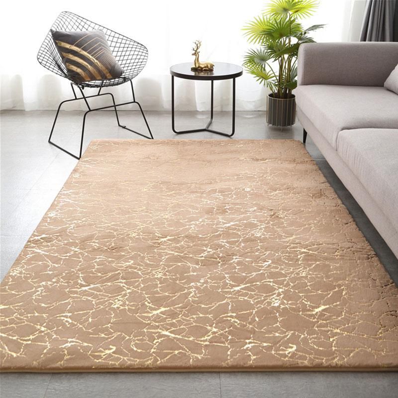 SMTE - Metallic Faux Fur Rug - Beige - 200 cm