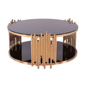SMTE - 1 Meter Black Tempered Glass Top Modern Luxury Stainless Steel Coffee Table