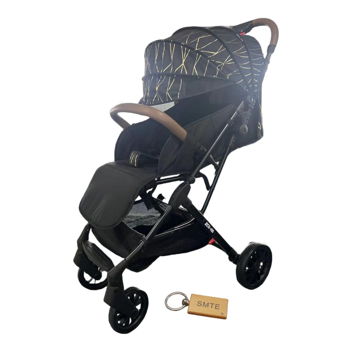 SMTE - Travel System Baby Stroller Jogger Pram With  KeychainBlack with Gold