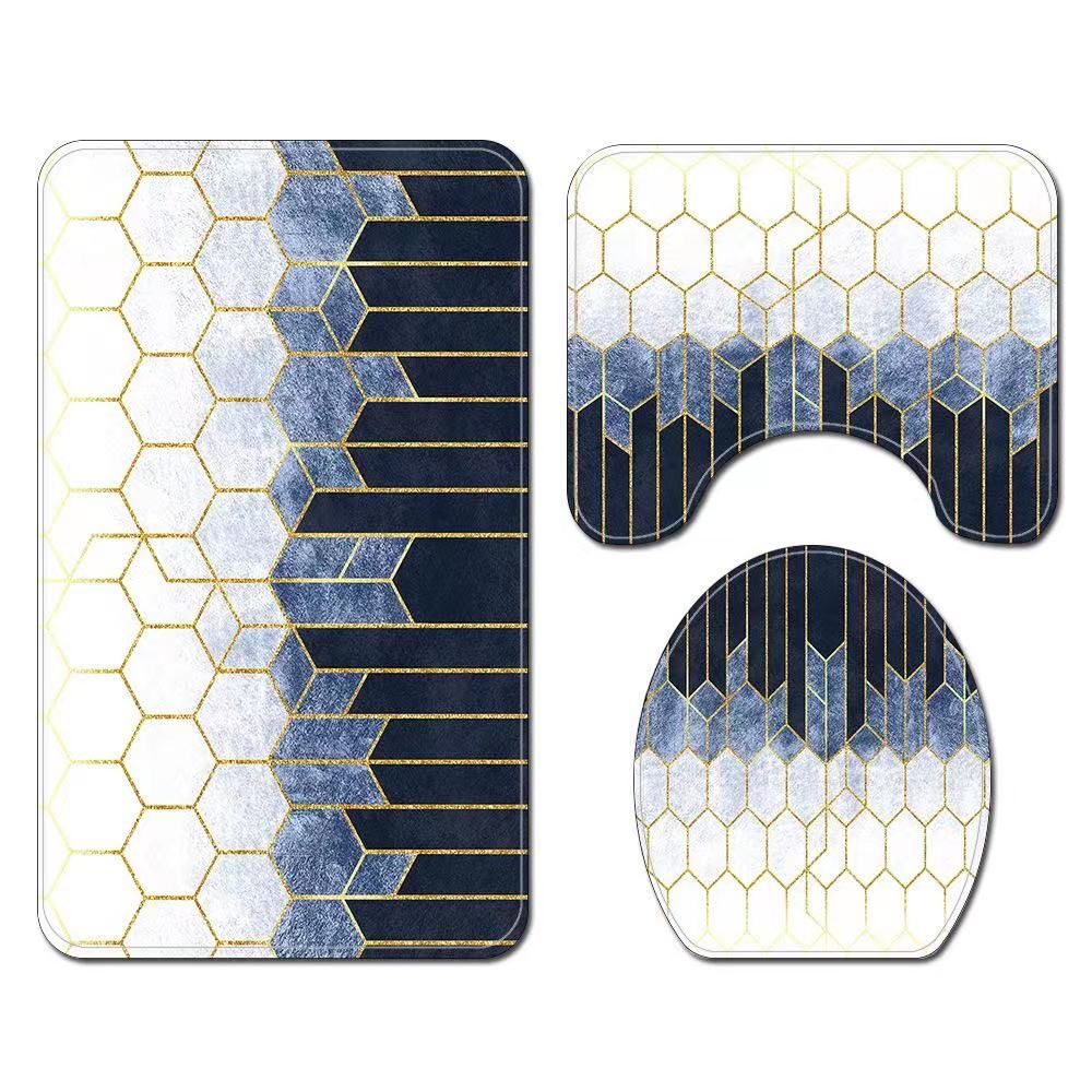 SMTE - Stunning 3 Piece Anti-Slip Soft Foam Bathroom Set - Navy