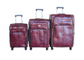 SMTE - 3 Piece PU Leather Expandable Trolley Luggage SetBurgundy