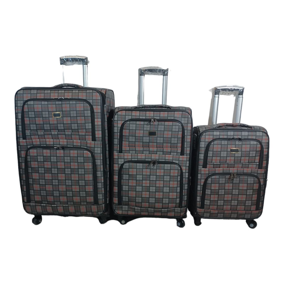 SMTE - 3 Piece Travel luggage Spinner FabricGrey