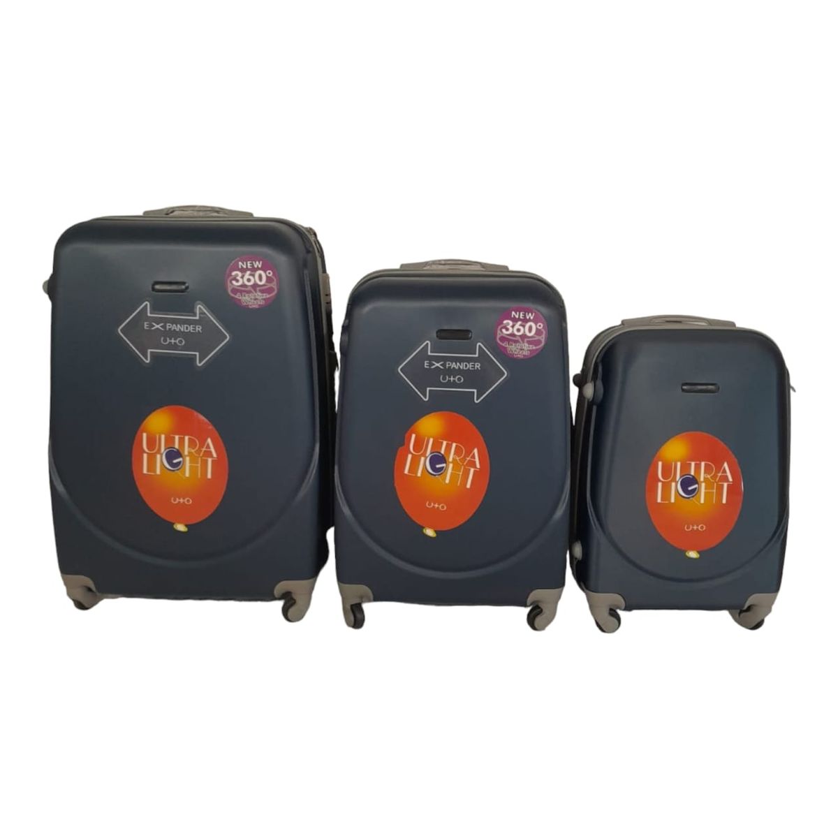 SMTE -  360 Lightweight Quad Wheel Quality Travel Ware-3 Piece Luggage Set - Black