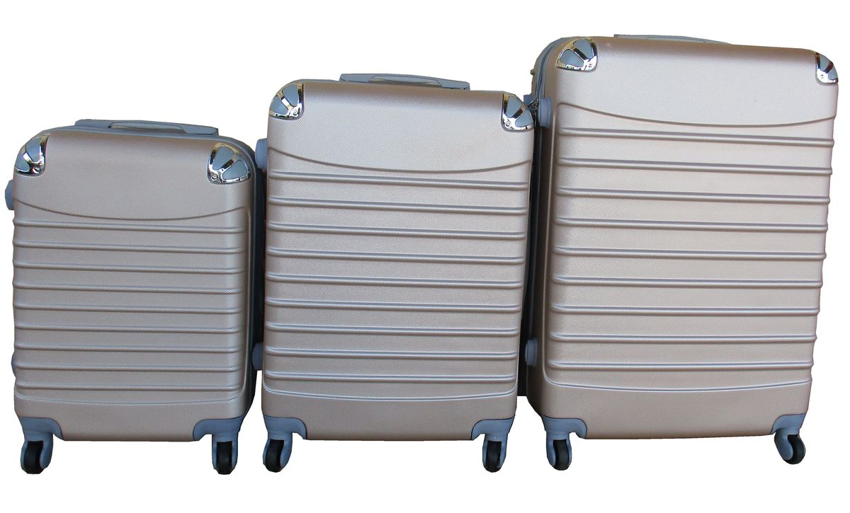 SMTE - ABS Trolley Luggage Set with 360 Spinner Wheels3 PieceGold/Grey
