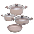 SMTE - OMS 7 Pieces Granite Cookware Pot Set - Beige