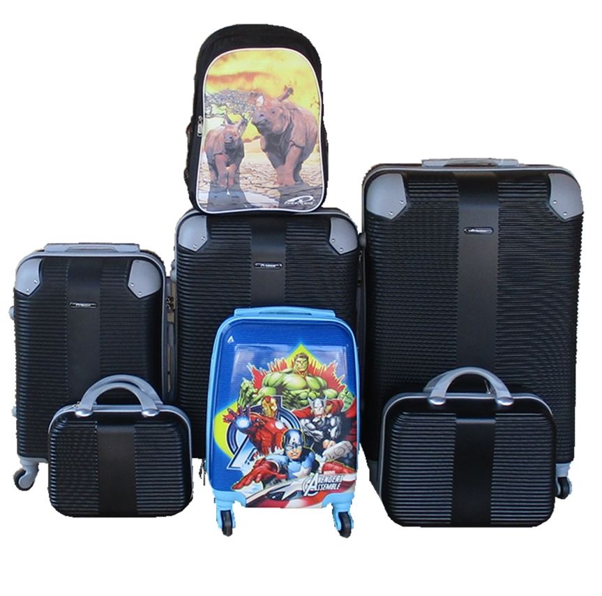 SMTE - 5Piece ABS Hard Shell Luggage Set with Avengers Trolley & Schoolpack