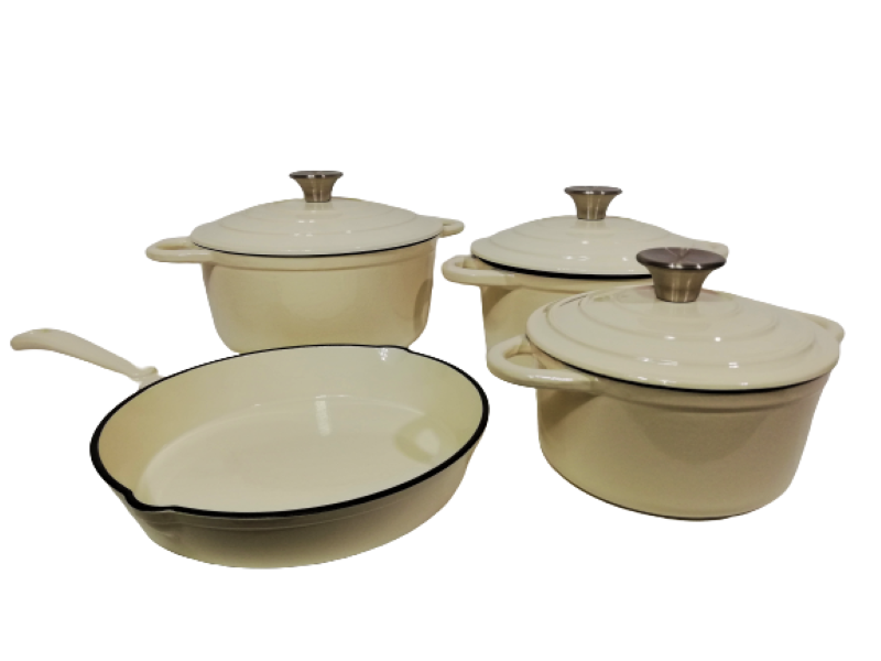 SMTE - Authentic Cast Iron Cookware Cream Set - 7 Piece