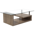 SMTE - Coffee Tables - Tempered Glass Top - Wooden Base - (Oak / Nature)
