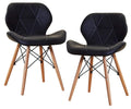 SMTE - Butterfly Design Faux Leather Dining Chair Set of 2 - Black