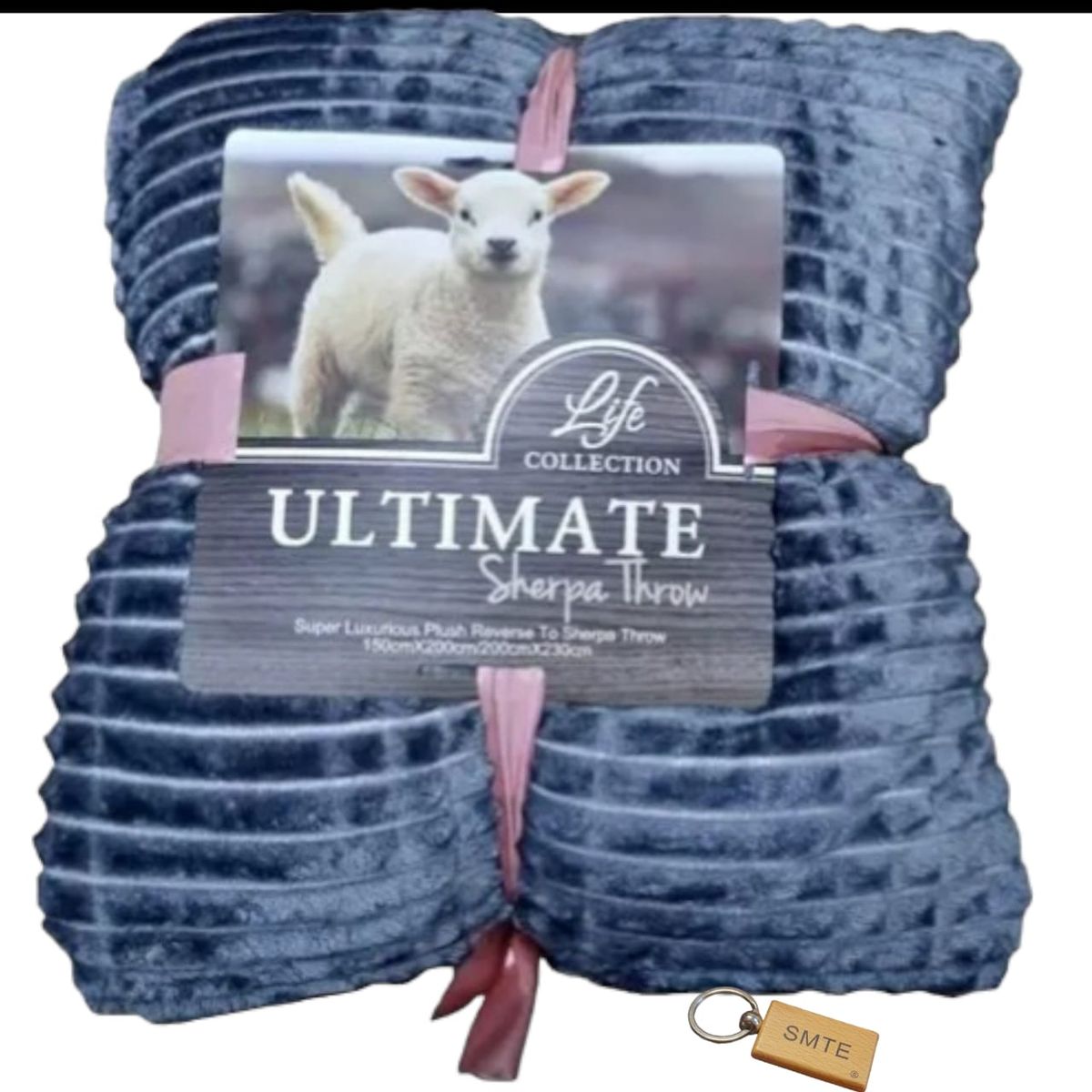 SMTE - Serpa Soft and Fluffy Fleece Blanket with KeychainQueen SizedDark Blue