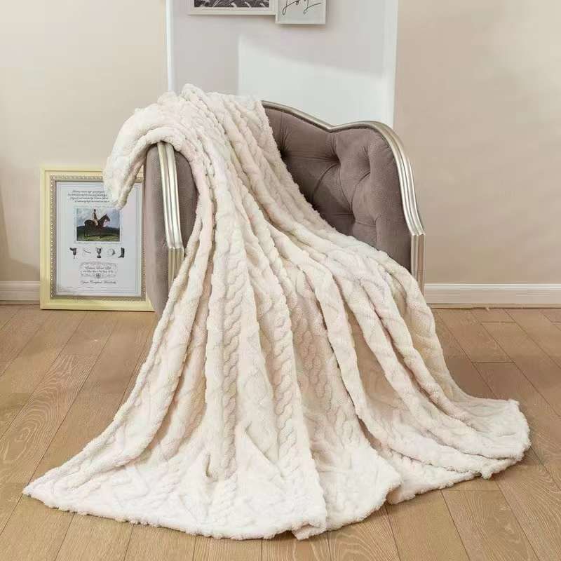 SMTE - Warm Throw Fleece Soft Blankets DoubleCream