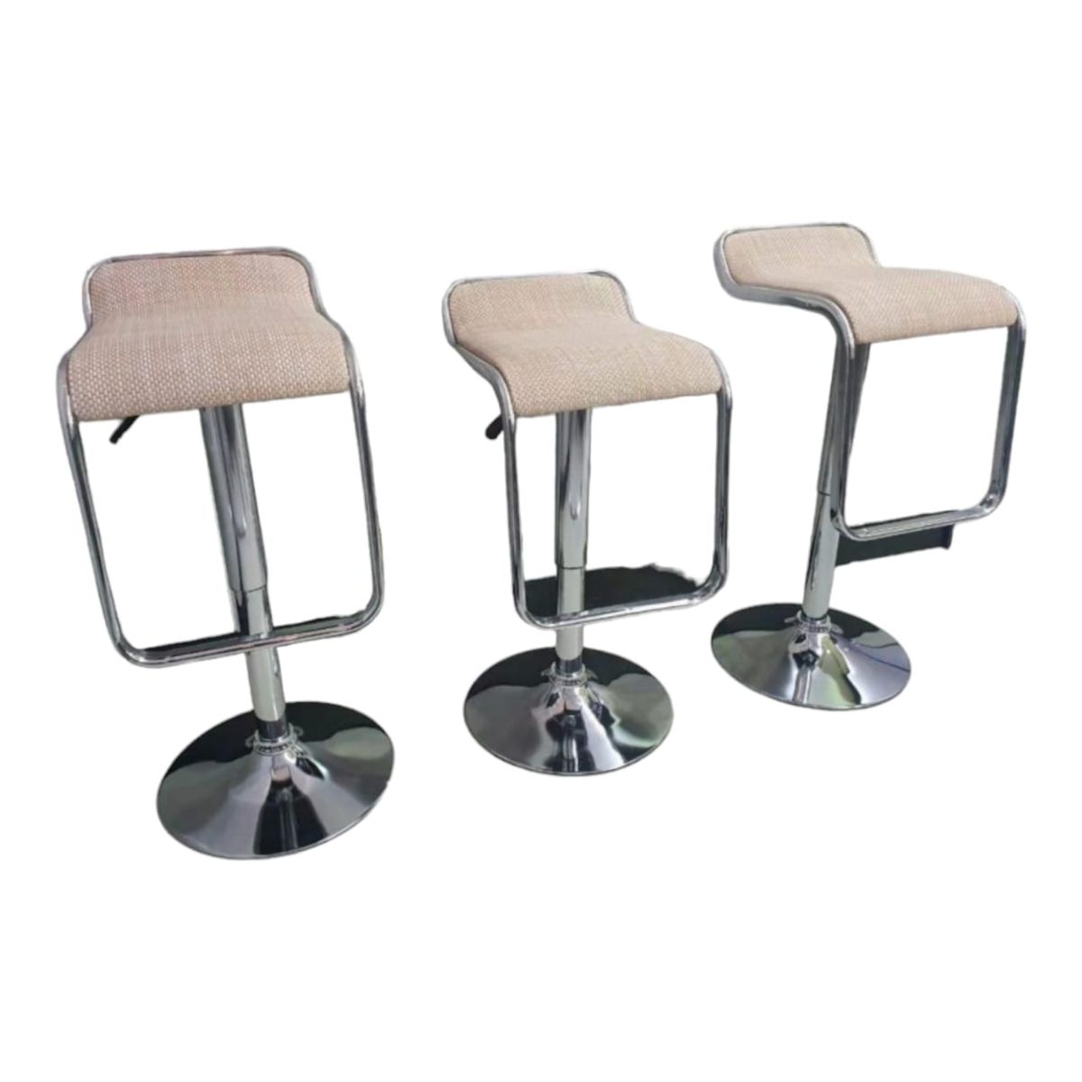SMTE - Bamboo Rattan Bar StoolsSet of 3Cream