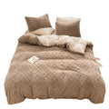 SMTE - 5-Piece Thickened Lamb Cashmere Blanket Bedding Set - Double/Queen - Camel