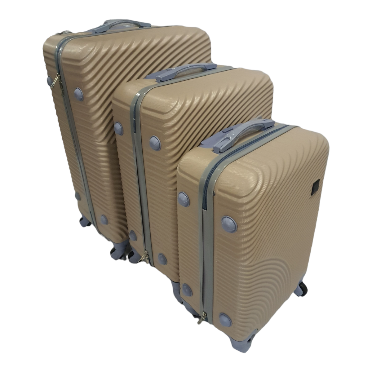 SMTE - Sastro Quality Hard Shell Suitcase Set 3 Piece - Wave - Beige
