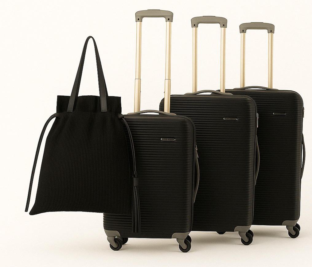 SMTE - Black Hardshell Luggage Set with Spinner Wheels & Gold Handles4 Piece