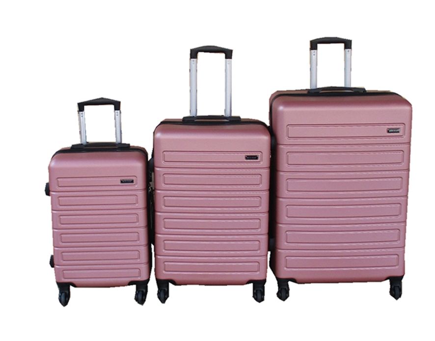 SMTE - ABS Spinner Wheel Telescopic Handle & Nested Design Luggage SetRose Gold3 Piece