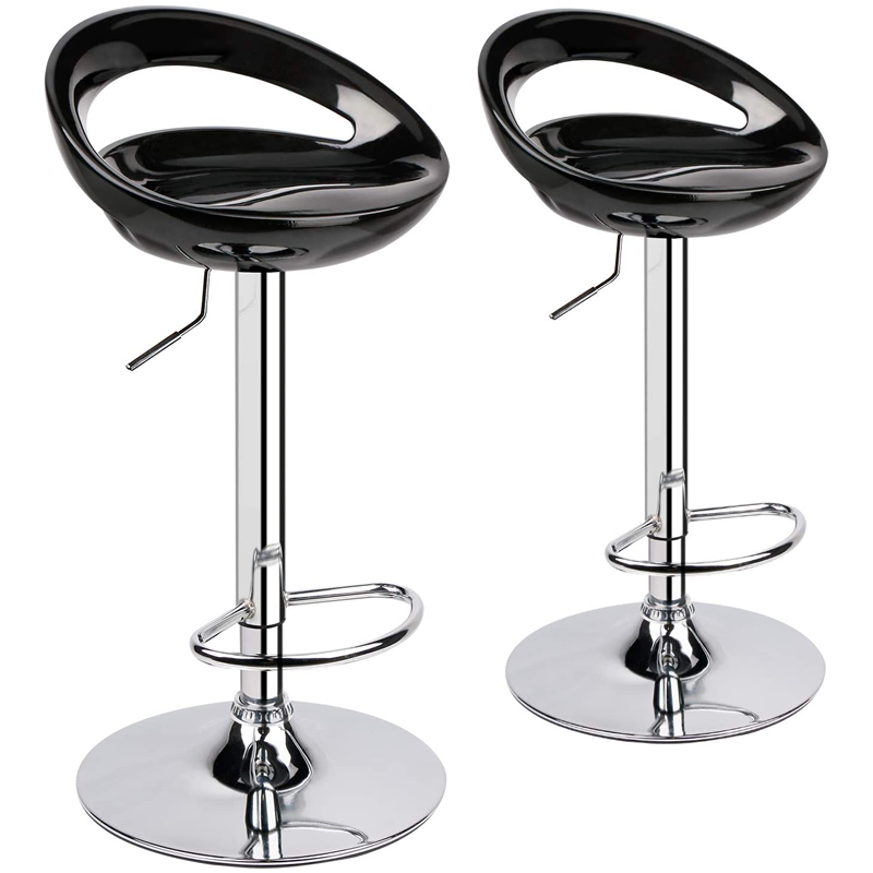 SMTE - Crescent Shape Bar Stools 1237 - Set of 2 - Black