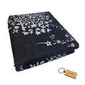 SMTE - Luxurious Microfiber Bed Sheets: 150x189cm+ KeyringBlack Flower