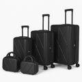 SMTE - Black PC Hardshell 5Piece Luggage SetLaptop Compartment,TSA Lock,Spinner