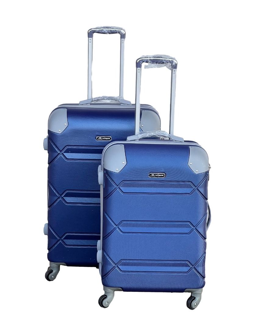 SMTE - Le Emporer Lightweight 2 Piece Luggage SetSuitcase with Corner ProtectorsNavy Blue