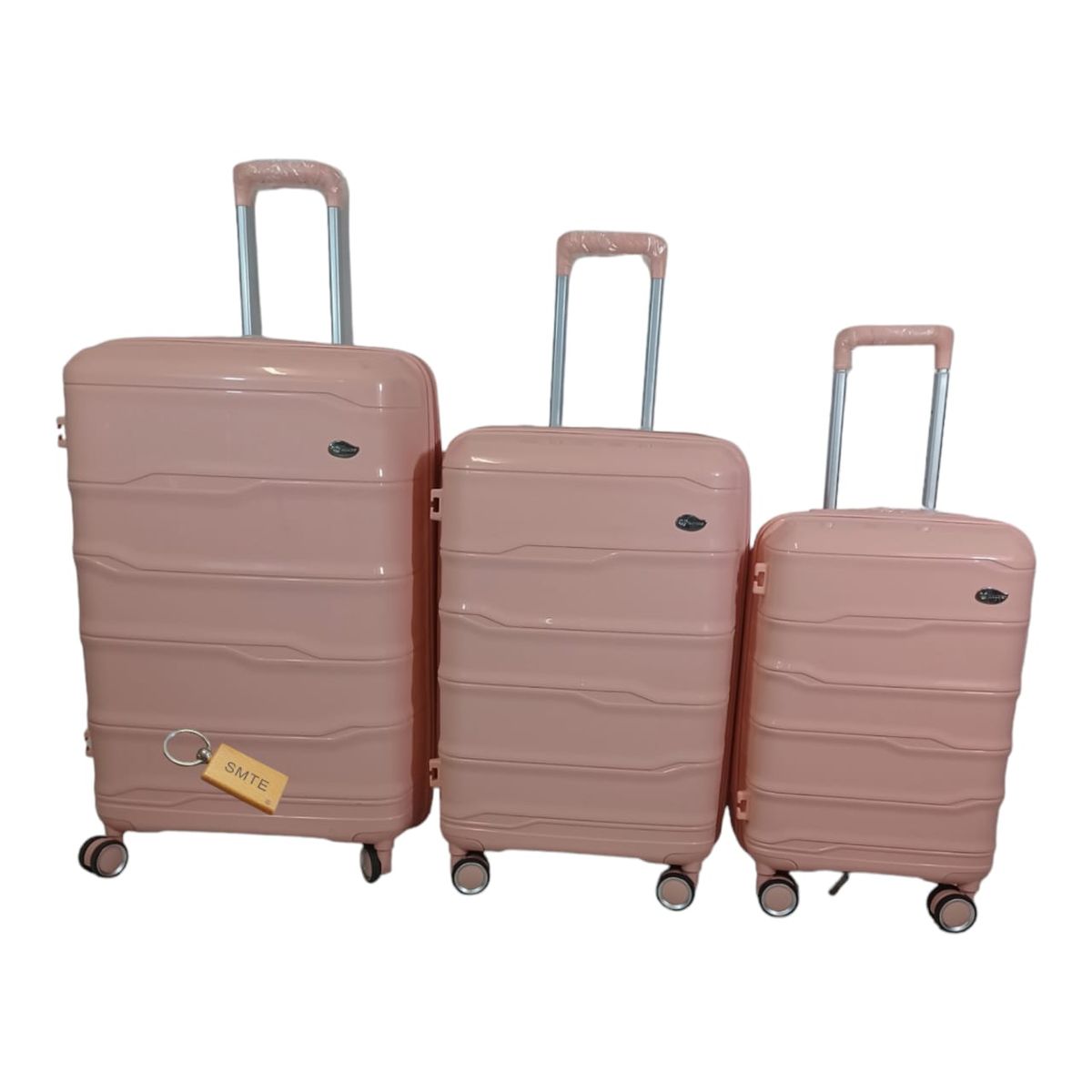 SMTE - Elite New Dec Hard Outer Shell Luggage With  Bag Tag3 PiecePink