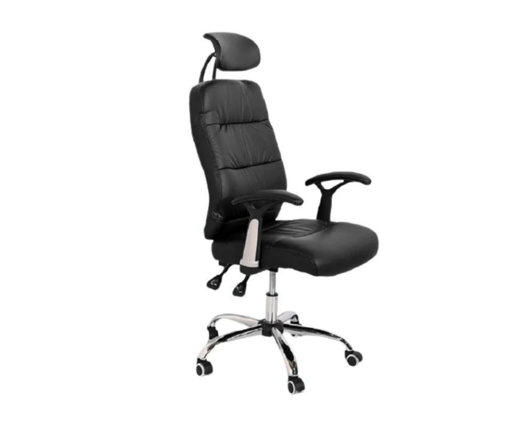 SMTE - Reclining Office PU Leather Chair with Head and Arm rests - Black