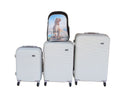 SMTE - 3Piece White Hardshell Luggage Set with Spinner Wheels & Dino Backpack