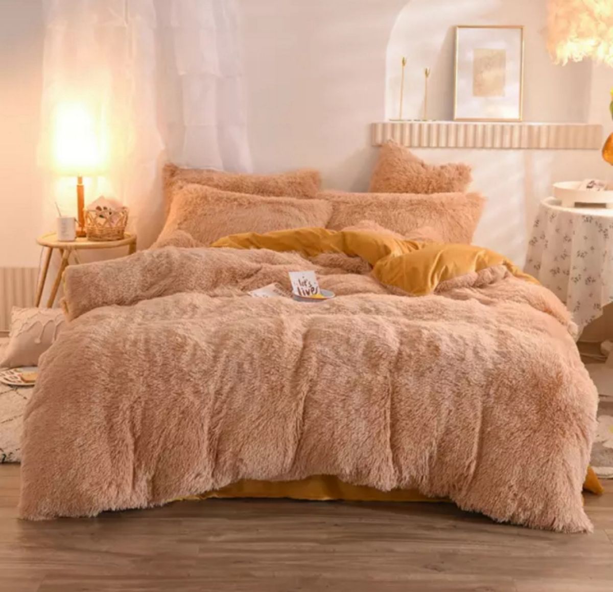 SMTE -  5 Piece Fluffy Comforter- Queen - Brown