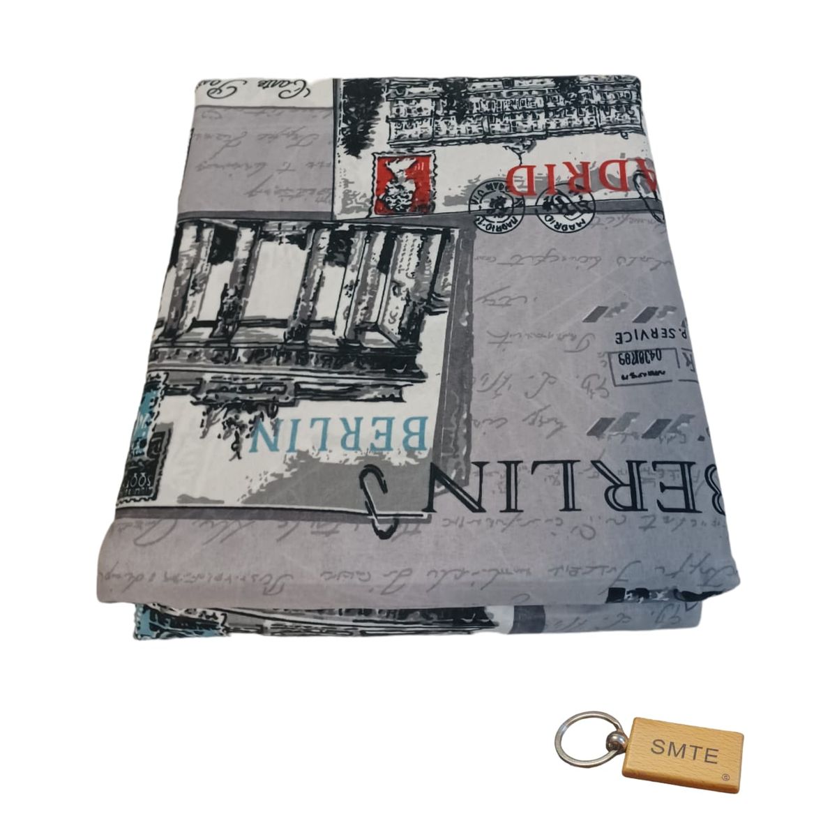SMTE - Luxurious Microfiber Bed Sheets:150x189cm and  KeyringGrey Berlin
