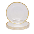SMTE - MaamTransparent, Gold Plastic Round Charger Plate6 Pack