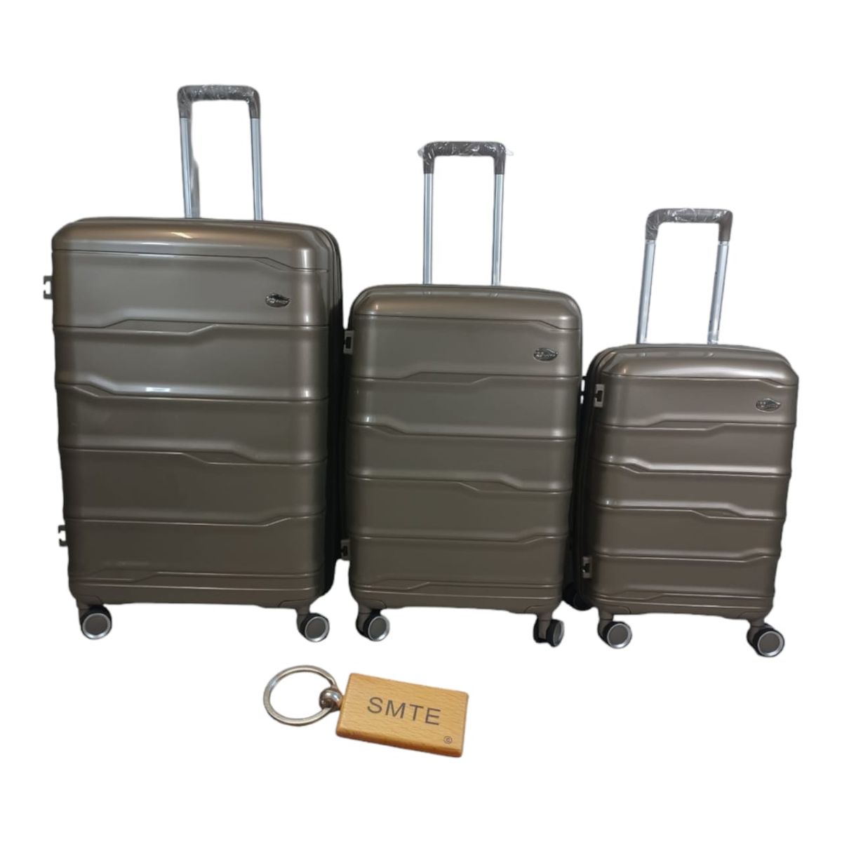 SMTE - Elite New Dec Hard Outer Shell Luggage With  Bag Tag3 PieceCoffee