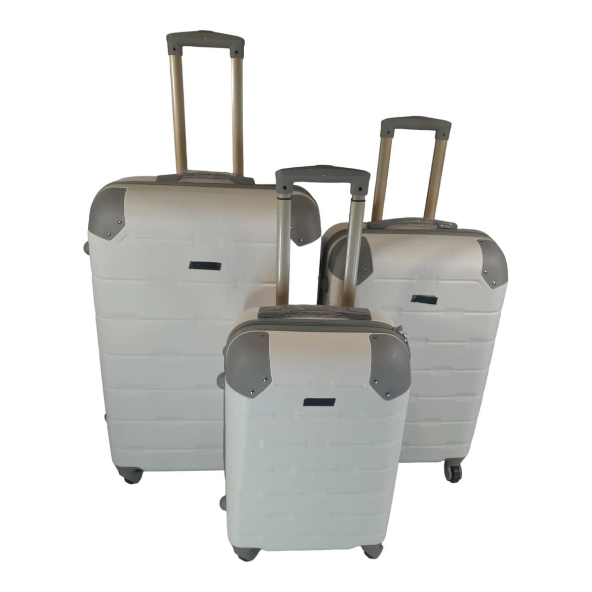 SMTE - 3 Piece Hard Outer Shell Luggage Set - Protected EQ-1Z - White