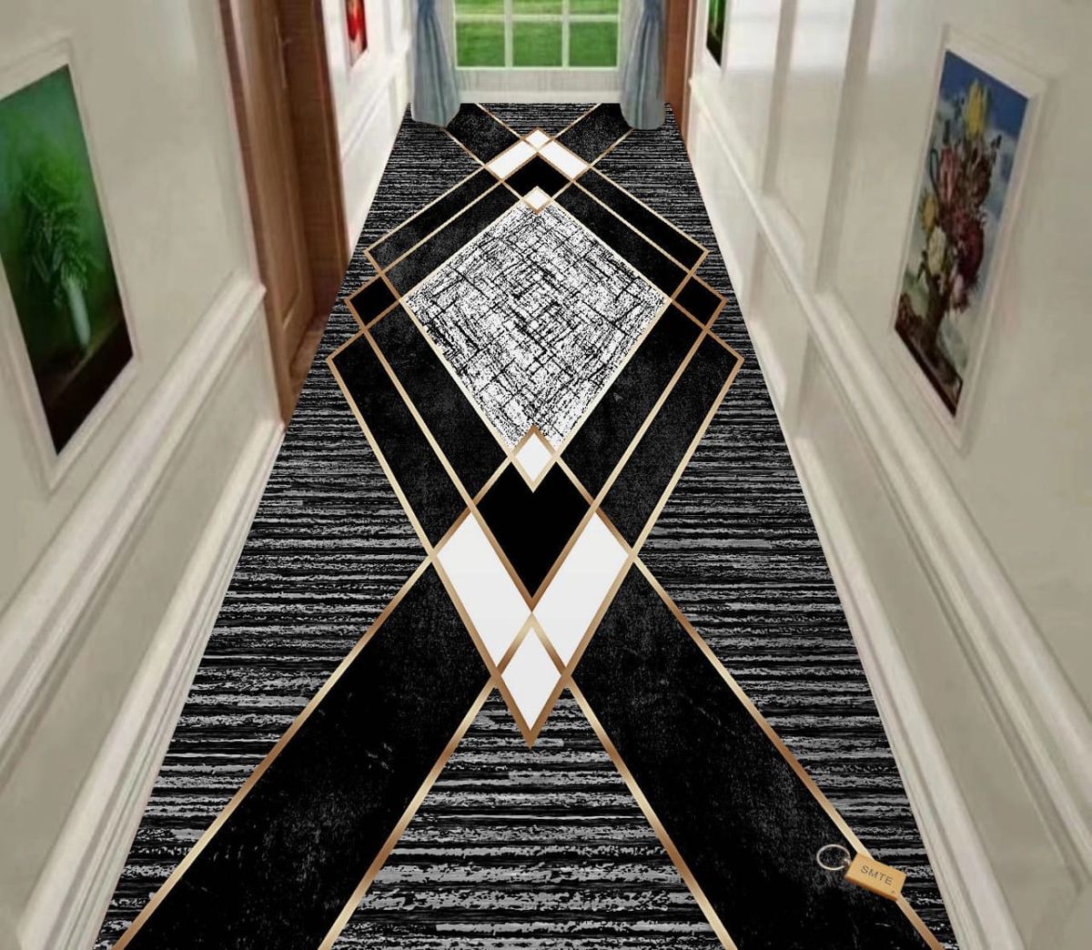 SMTE - 80cm by 200cmModern 3D Geometric Design Area Rug A73+ Keyring