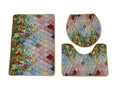 SMTE - Stunning 3 Piece Anti-Slip Soft Foam Bathroom Set - Pink Flower