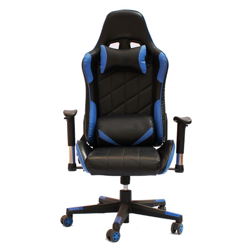 SMTE - Contemporary Soft Cushioned Ergonomic Gaming Chair With 2D Armrest - Blue