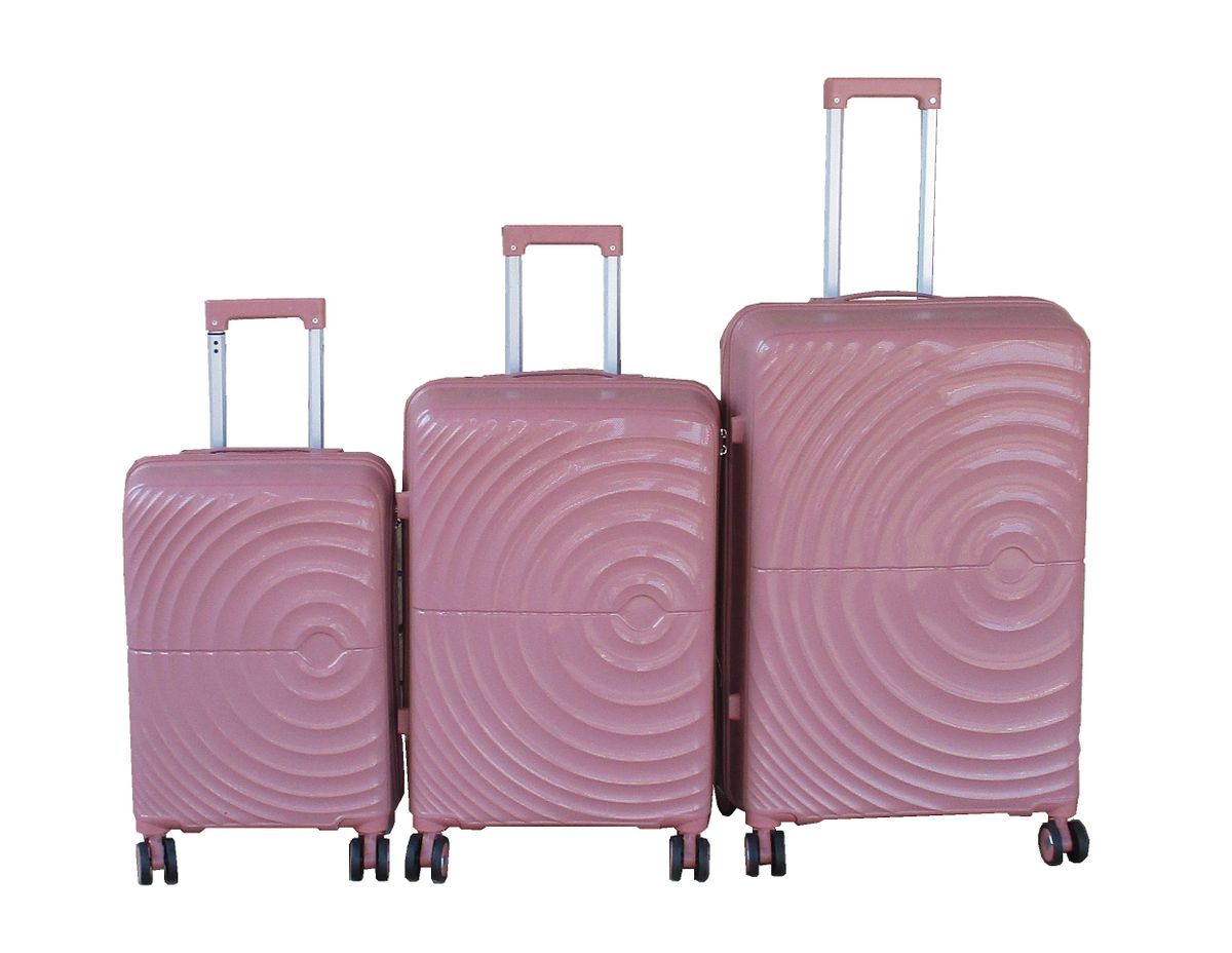SMTE - Unbreakable Pink PP 3pcs HardShell Trolley Luggage Set with Spinner Wheels